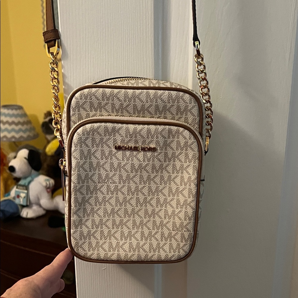 Michael Kors Cream and Gold Mini Crossbody